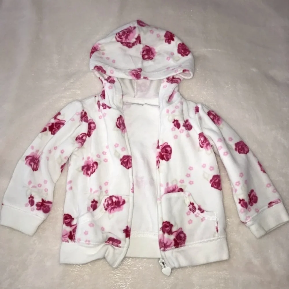 Koala Baby Girl Velvet White Floral Hoodie Jacket